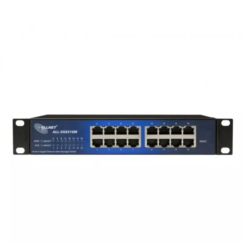 Hallatav kommutaator ALLNET 112534 L2 Gigabit Ethernet 16 porti 19U Must