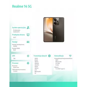 Nutitelefon realme 14 5G 6.67 tolli 8 GB 256 GB Titanium
