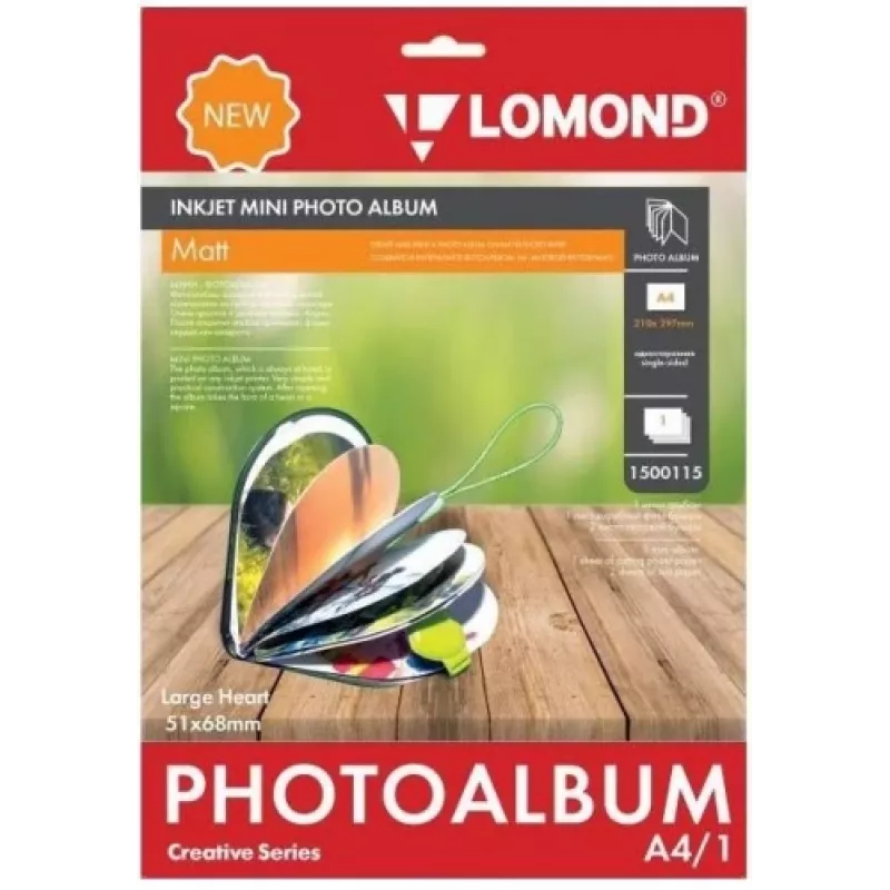 Lomond tindiprinteri minialbum Large Heart matt 51x68 mm (suur)