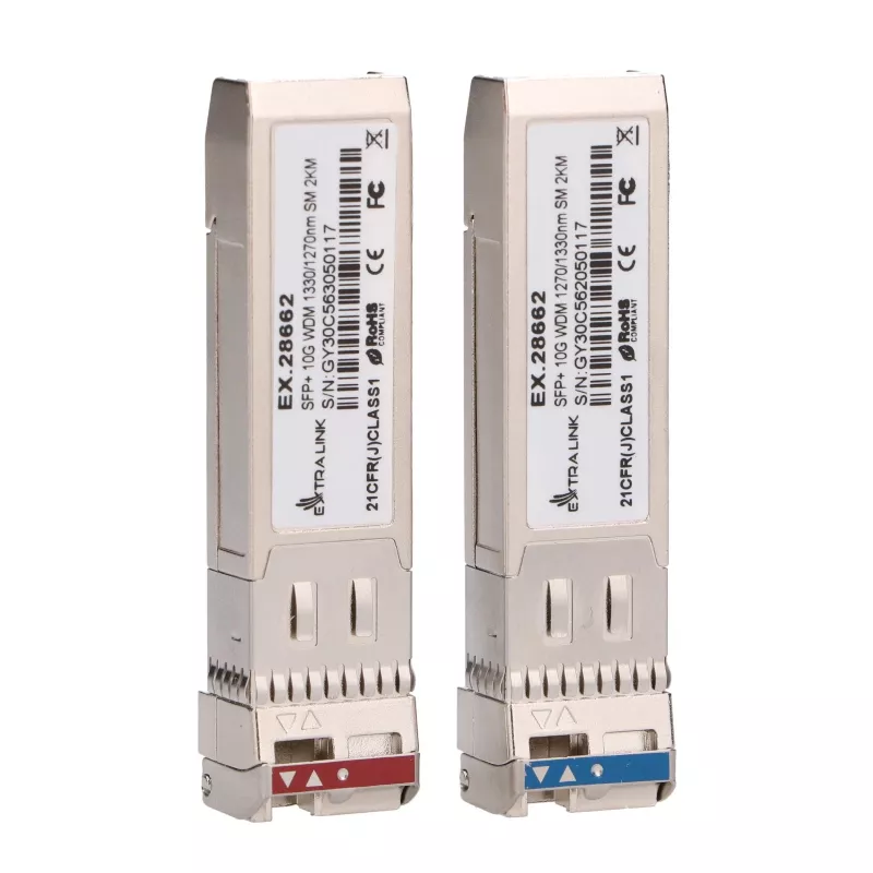 Extralink SFP+ 10G | SFP+ WDM-moodul | 10 Gbps 1270/1330 nm, ühemoodiline, 2 km, paar
