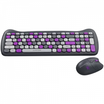 Traadita klaviatuuri ja hiire komplekt CANYON HSET-W6 Kitty Edition – violetne