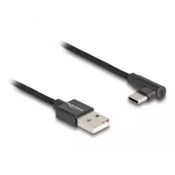 DeLOCK USB 2.0 kaabel Type-A-pistik USB USB-C isasele nurga all 0,5 m must