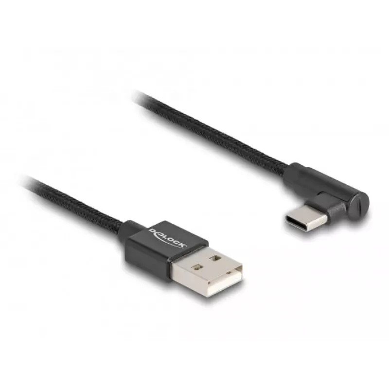 DeLOCK USB 2.0 kaabel Type-A-pistik USB USB-C isasele nurga all 0,5 m must