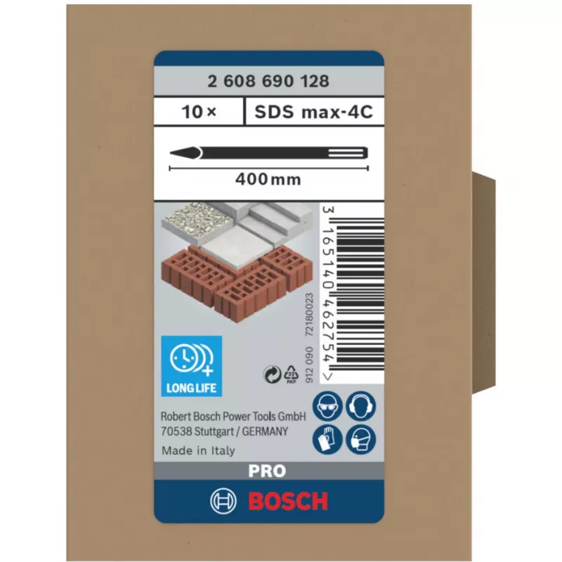 Pöörleva haamri peitlikinnitus Bosch 2 608 690 128 400 mm 10 tk