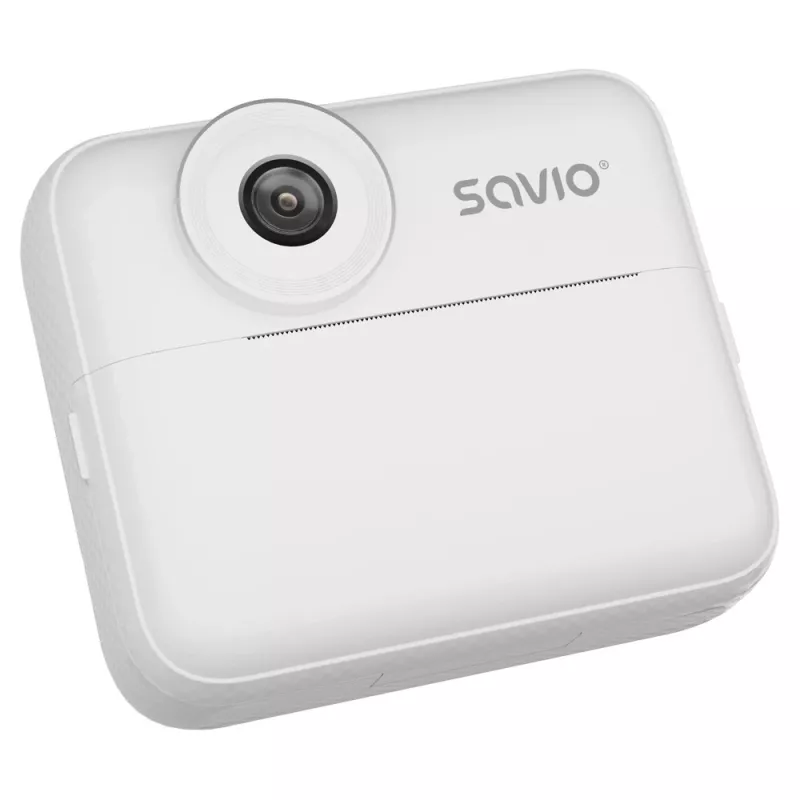 Kiirtrükiga lastekaamera SAVIO AN-01, valge, 2,4-tolline LCD, MicroSDHC kuni 32 GB, USB-C, 1200 mAh aku, sisseehitatud välklamp puudub