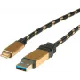 Roline Gold - USB-kaabel - USB Type A (M) isas kuni USB-C (M) isas - USB 3.1 - 5 V - 900 mA - 1 m - Must/Kuldne