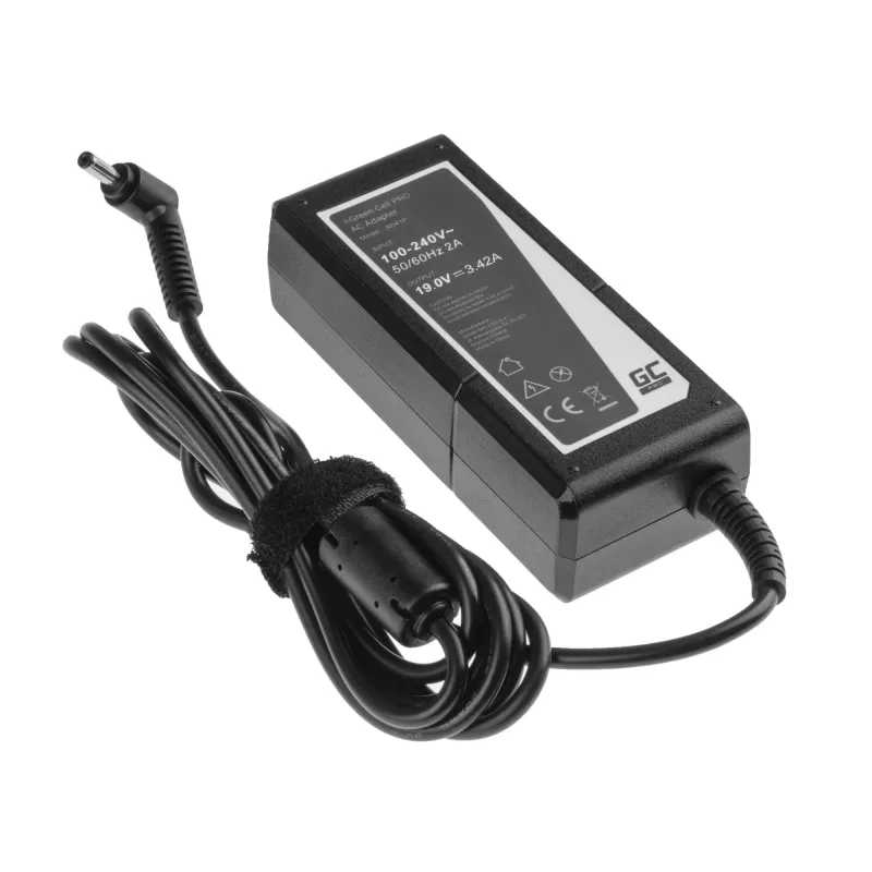 Toiteadapter Green Cell AD41P 65W ASUS sülearvutitele, 19V 3,42A, sisetingimustes, must