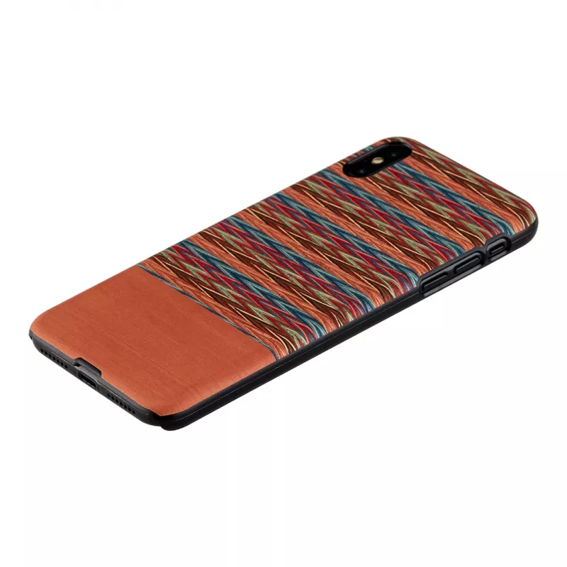 man and wood telefonikohver iPhone XS Maxile — pruun ruudumuster musta servaga