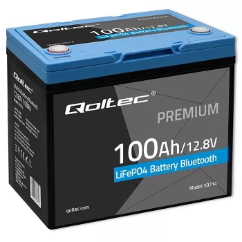 LiFePO4 aku QOLTEC 12,8 V 100 Ah Bluetoothiga — 12,8 V 100 Ah