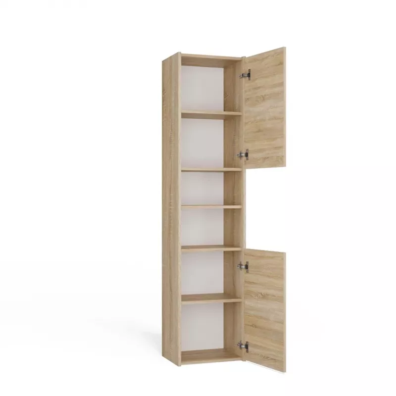 Vannitoa hoiukapp top e shop S40 SONOMA — tammepuust raam, vabaltseisev, 6 riiulit, 400×300×1700 mm