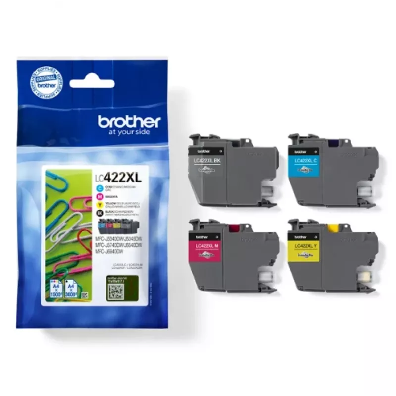 Brother LC422XLVALDR tindikassett 4 tk Originaal Suur (XL) tootlikus Must, Tsüaan, magenta, Kollane