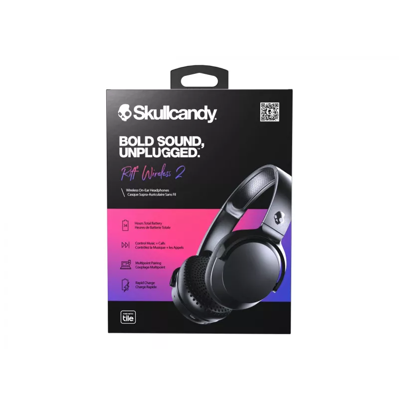 Skullcandy Riff Wireless 2 kõrvaklapid, ümber kõrva, sisseehitatud mikrofon, 3,5 mm, USB, must, juhtmevabad