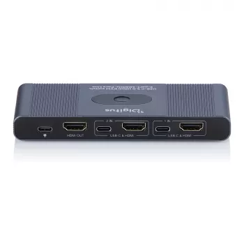 KVM-lüliti DIGITUS USB-C 3.0 HDMI 2-pordiga 4K60Hz, USB-C/USB-A, alumiinium, 135×60×30 mm