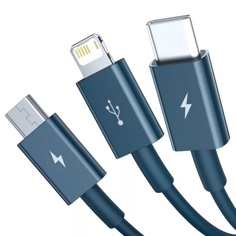 USB-kaabel 3in1 Baseus Superior Series, USB to micro USB / USB-C / Lightning, 3.5A, 1.5m (sinine)