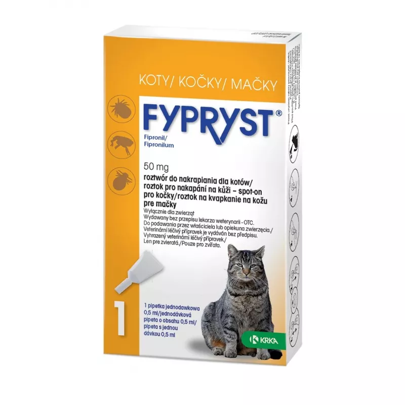 FYPRYST 50mg - tilgad kirpude ja puukide vastu kassidele – 1x0,5ml