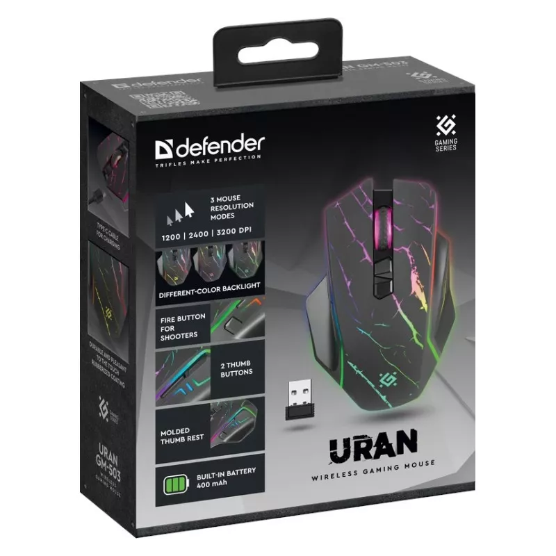 hiir DEFENDER GM-503 URAN OPTIC RF RGB 3200dpi 8P