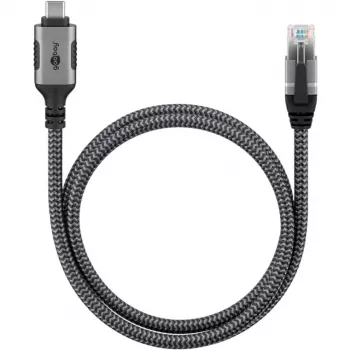 Goobay 70755 USB-C RJ45 Ethernet CAT 6 kaabel stabiilseks traadiga internetiühenduseks ruuteri/modemiga/võrgukommutaatoriga/Asendab USB-RJ45 adapteri / 1