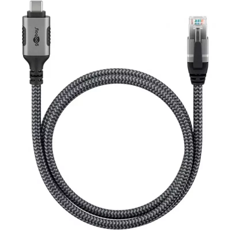 Goobay 70755 USB-C RJ45 Ethernet CAT 6 kaabel stabiilseks traadiga internetiühenduseks ruuteri/modemiga/võrgukommutaatoriga/Asendab USB-RJ45 adapteri / 1