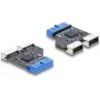 USB-jaotur DELOCK 5 Gbps 20‑kontaktiline päis kahele USB‑A 5 Gbps pordile
