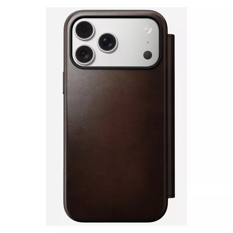 Nomad Modern Leather Folio mobiiltelefoni ümbris iPhone 17 Pro Max — pruun, nahk, 6,3-tolline ekraan, 4 kaarditaskut