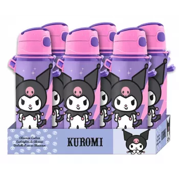 Kids Euroswan alumiiniumpudel rihmaga 600 ml Kuromi — isoleeritud joogipudel lastele