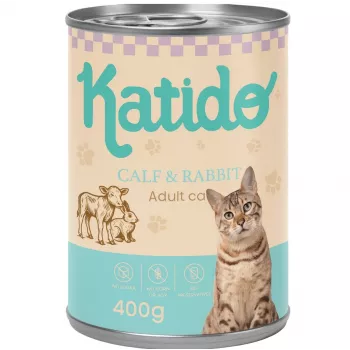 KATIDO Vasikas küülikuga - märg kassitoit - 400g