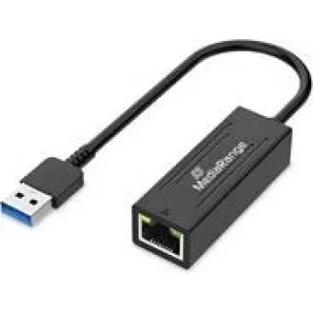 USB-A Etherneti adapter MediaRange MRCS238 RJ45 pordiga, 10/100/1000 Mbit/s, 20 cm, must
