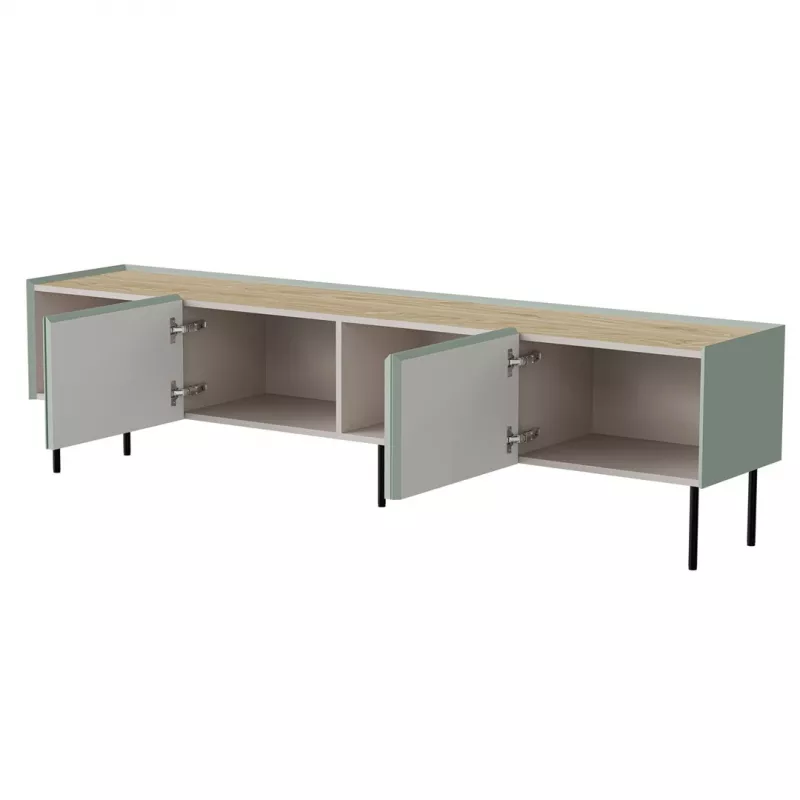 TV-kapp cama meble FELLINI 200x40x52 cm, oliivraam tammepuuvärvi pealispinnaga