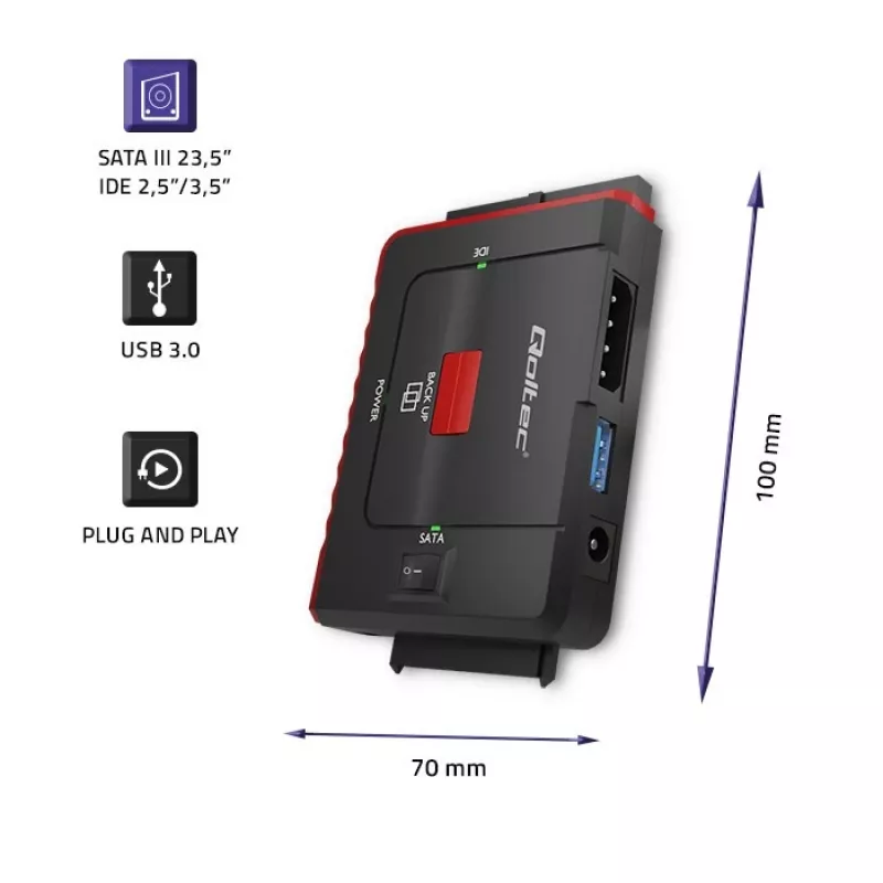USB 3.0 IDE/SATA III adapter QOLTEC 50645
