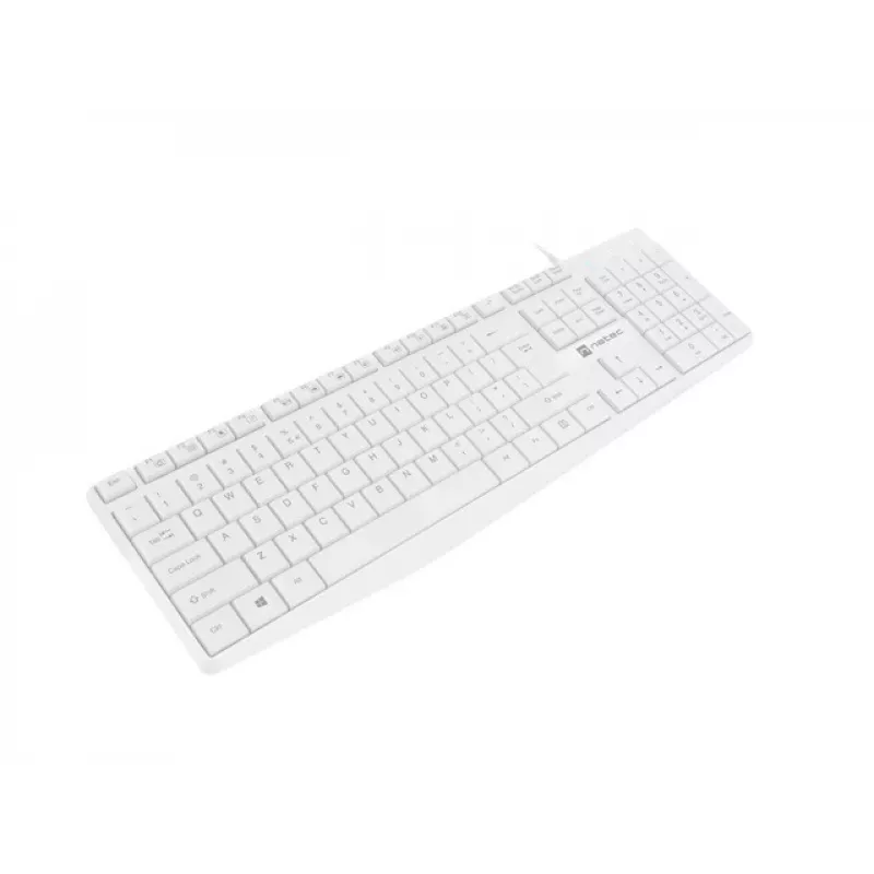 Juhtmega täissuuruses klaviatuur NATEC NAUTILUS NKL-1951, 105 klahvi, US International QWERTY, valge, USB, 1,8 m