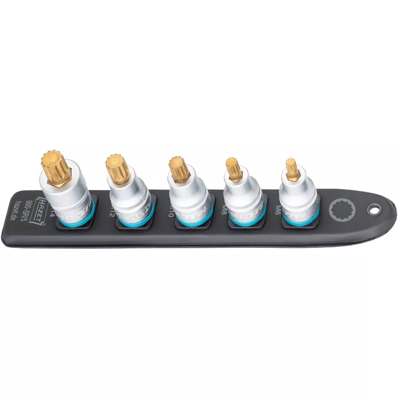 Socket Set Hazet 990-SR/5 mitmehambalised lühikesed otsakud, 5 tk, suurused M6–M14