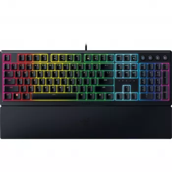 Razer Ornata V3, Mecha-membrane switches, 10 Razer Chroma RGB Lighting Zones, 1000 Hz Ultrapolling, Backlit keys, Soft-touch wrist rest - German Layou