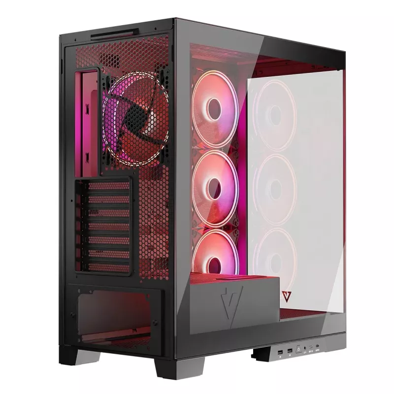 PC-korpus MODECOM Volcano SPACE APEX ARGB Midi Tower, karastatud klaas, USB-C, toetab ATX/microATX/Mini-ITX, GPU kuni 430 mm, CPU jahuti kuni 180 mm