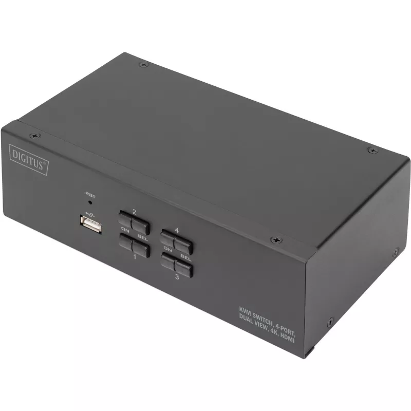 KVM-lüliti Digitus DS-12883 4 pordiga topeltkuvar 4K HDMI USB