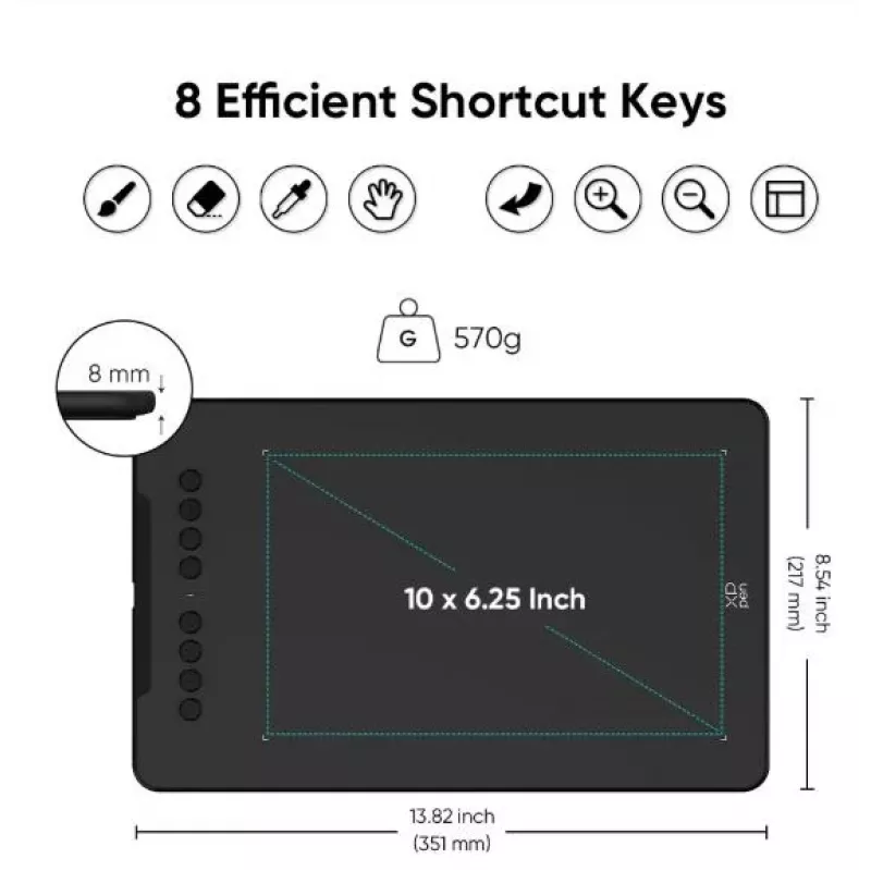 Graafikatahvel XP-Pen DECO 01 V3 — 5080 lpi, 254 x 158,75 mm, Must, USB (traadiga ja traadita)