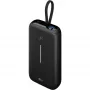 Akuplokk 20 000 mAh, integreeritud USB-C-kaabel 13 cm, 30 W (must, 20 Ah, 1x USB-A, 2x USB-C, PD, QC)
