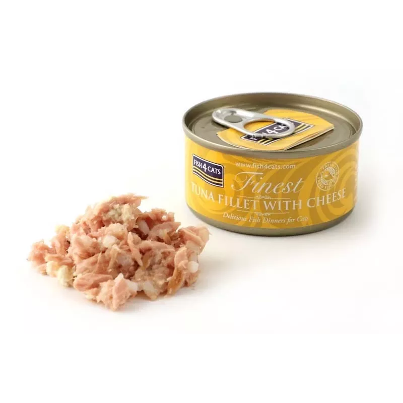 Märg kassitoit FISH4DOGS Tuunifilee juustuga kotike 70 g – kalamaitse, 83% niiskus, 14% valk