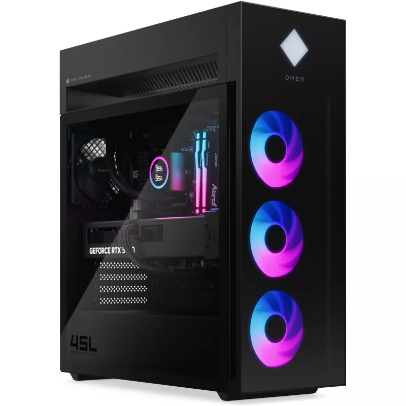 HP OMEN 45L by HP GT22-3093ng - microATX - Core Ultra 9 285K - RAM 32 GB - SSD 2 TB - NVMe - GeForce RTX 5080 - 1GbE, 2,5GbE, Wi-Fi 6E, Bluetooth 5.3 - traadita kohtvõrk: 802.11a/b/g/n/ac/ax (Wi-Fi 6E)