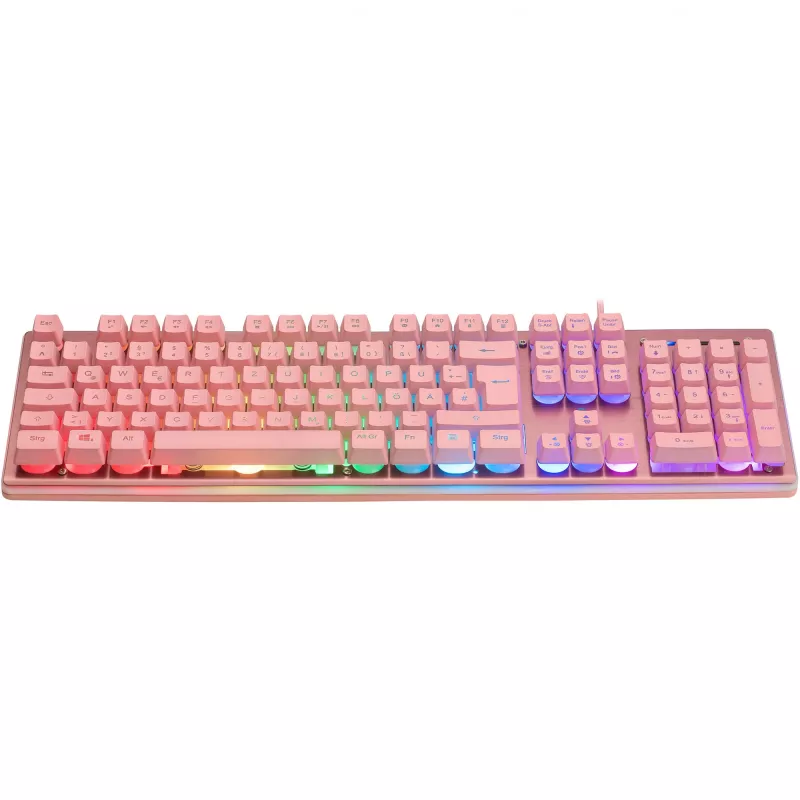 Deltaco GAM-021-RGB-P-DE - täissuuruses (100%) - USB - membraanlülitiga - QWERTZ - Roosa
