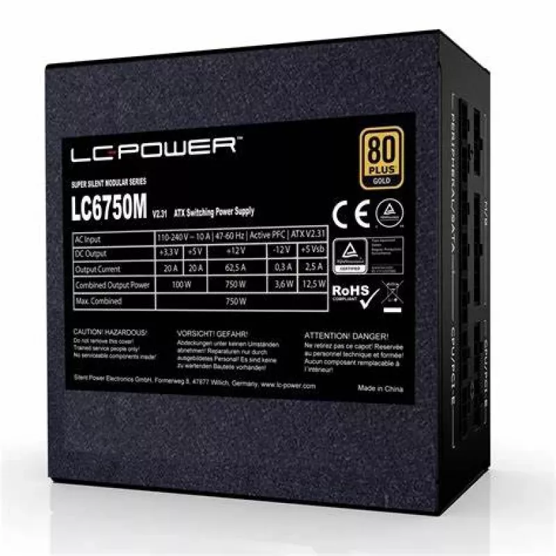 LC-Power Super Silent LC6750M V3.0 750W 80Plus Gold 135mm-Lue jaemüük - PC-/Serveri toiteplokk - ATX