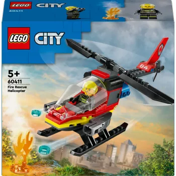 LEGO City tuletõrjekopter 60411 ehitusmänguasi, 85 tükki, pöörlevad labad, 1 minifiguur, vanus 5+ (220×90×60 mm)