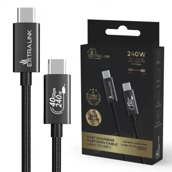 USB-C – USB-C kaabel Extralink CABESL05 — 2 m, USB 2.0, must
