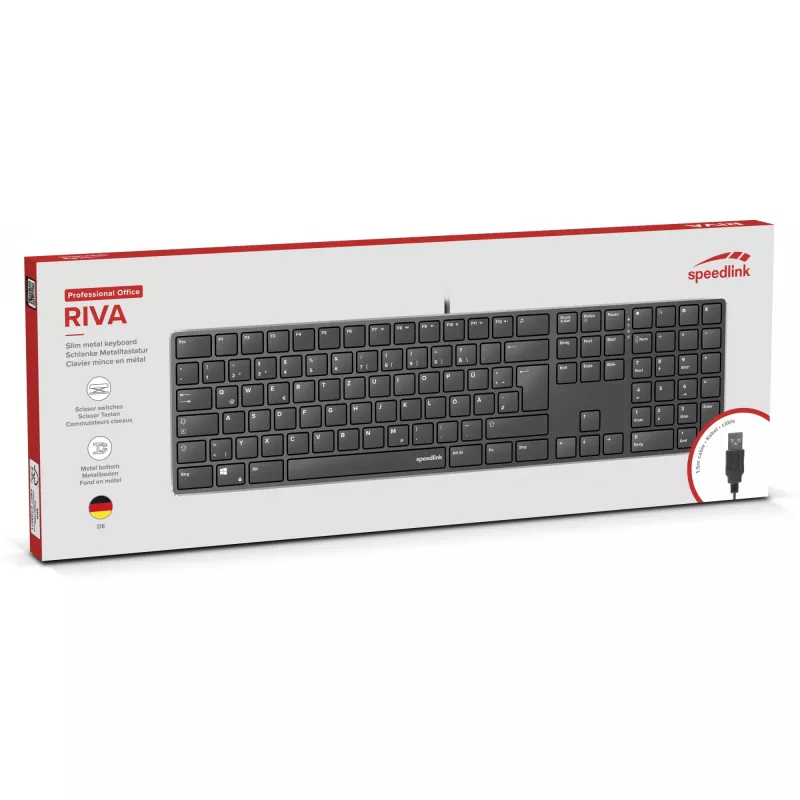 Klaviatuur SPEEDLINK SL-640010-BK USB saksa must täissuuruses 110 klahvi
