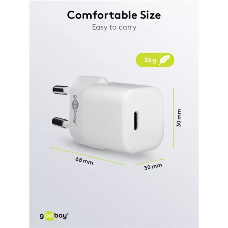 Goobay universaalne must AC kiirlaadimise siselaadija 65403 USB Type-C 110-240V