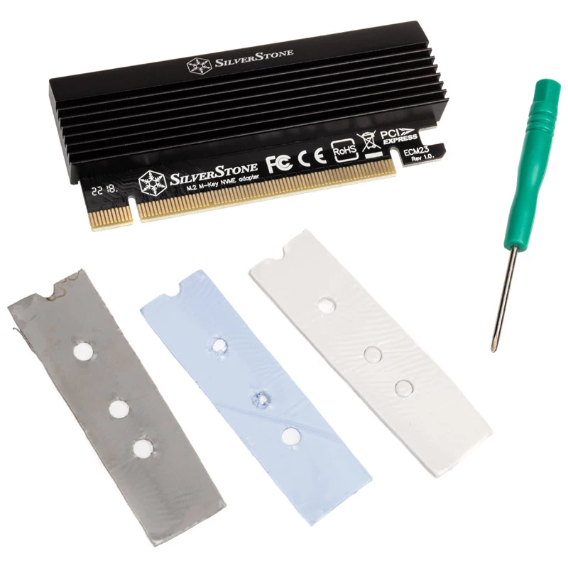 M.2 PCIe x4 adapter koos jahutiga SILVERSTONE SST-ECM23 — M.2 NVMe PCIe x4 pesasse (aktiivjahutusega)