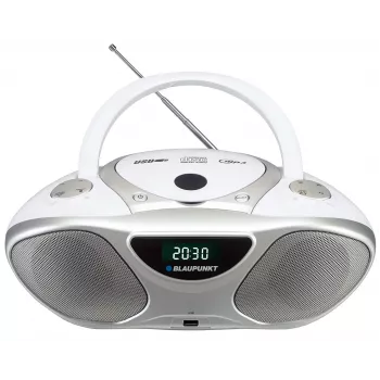 CD-salvesti BLAUPUNKT BB14WH — CD-salvesti MP3-esitusega, USB, LCD, kell, 2x1 W kõlarid, hõbe/valge