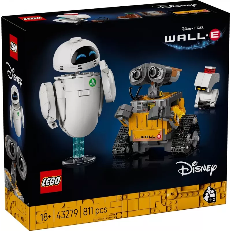 LEGO ehituskomplekt Disney Pixar WALL·E ja EVE 43279 — 811 tükki, 130 mm kõrgus, alates 18. eluaastast