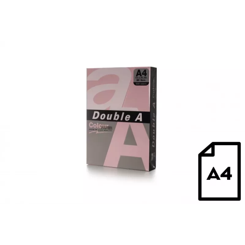 Värviline paber Double A, 80g, A4, 500 lehte, roosa