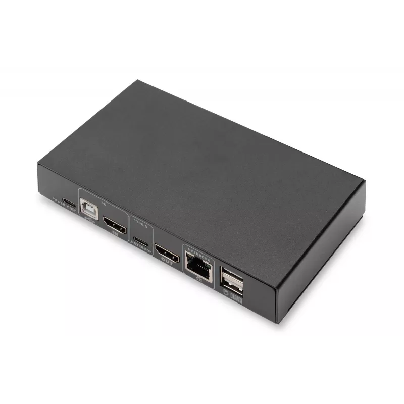 DIGITUS DS-12901 - KVM-/Audio-/USB-lüliti - 4K 30 Hz, USB-C/USB/HDMI-sisend, HDMI-väljund, Võrk