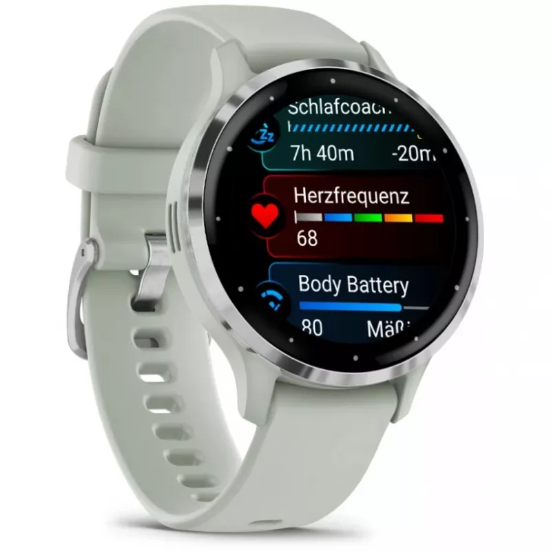 Garmin Venu 3S 3.05 cm (1.2) AMOLED 41 mm Digital 390 x 390 pikslit Puutetundlik ekraan Hall, Hõbedane Wi-Fi GPS (satelliit)